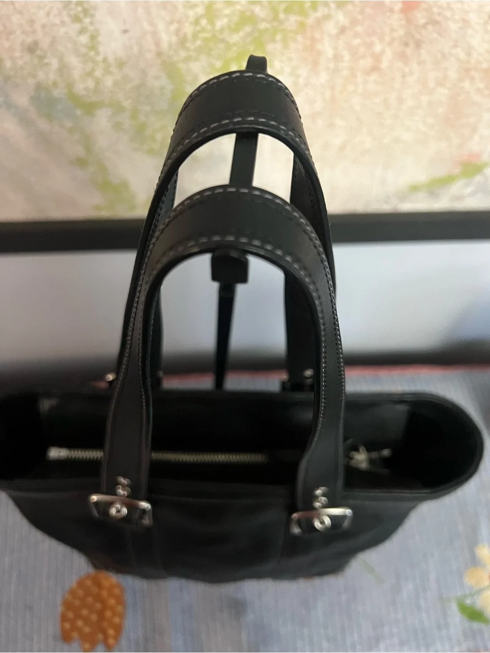 Coach Hampton 2006 Vintage Black Leather Tote Shoulder Bag Y2K